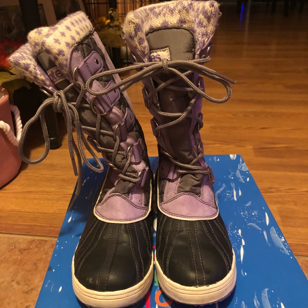 Girls Purple Totes Winter Boots Gently Used SZ 3